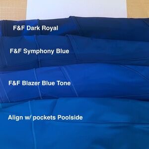 Lululemon color comparison - BRIGHT BLUES! -- DO NOT BUY